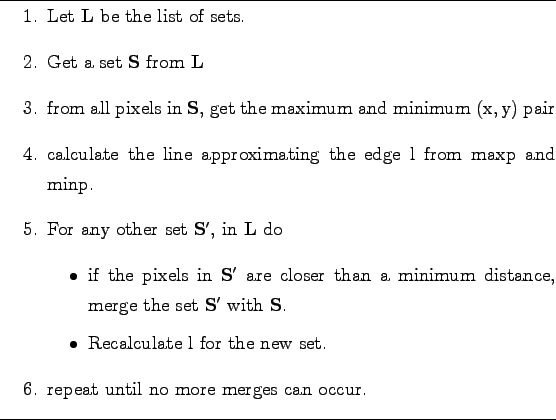 \begin{table}
\hrule
\begin{enumerate}
\item Let $\mathbf{L}$ be the list o...
... repeat until no more merges can occur.
\end{enumerate}
\hrule
\end{table}